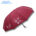 Nepal SUN Brand y India Market Poliéster Silver Coating Pantalla de seda Flower Print Fabric 3 Distribuidores plegables China Umbrella